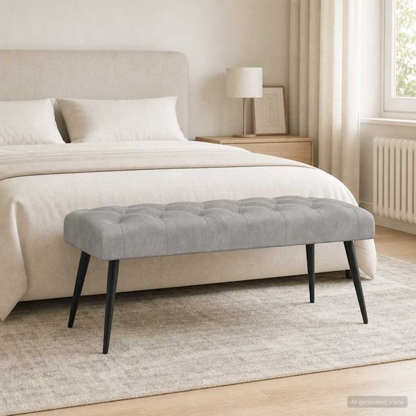 vidaXL Bank mit Knopfheftung Hellgrau 110 x 40 x 46 cm Samt 42038571