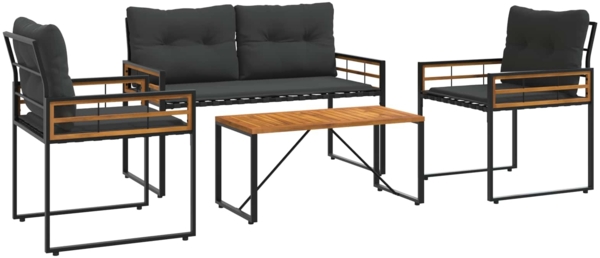 vidaXL Gartenmöbel Set mit Kissen 4 pcs Blassgrau 42026927