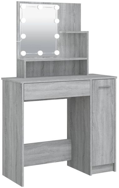 vidaXL Schminktisch mit LED Grau Sonoma 86,5x35x136 cm 820485 Bild 2