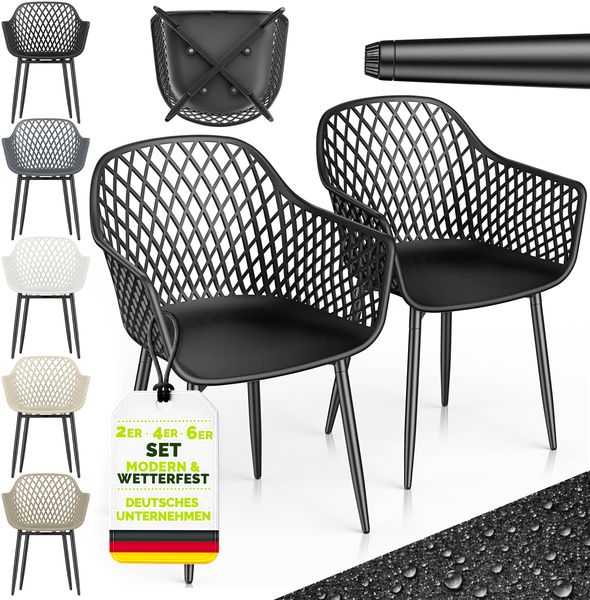 tillvex® Gartenstuhl 2er Set Wetterfest mit Armlehne | Outdoor Stühle bis 120kg belastbar | Gartenstühle UV-beständig | Terrassenstuhl Gartenmöbel Terrasse Balkon Outdoor Garten