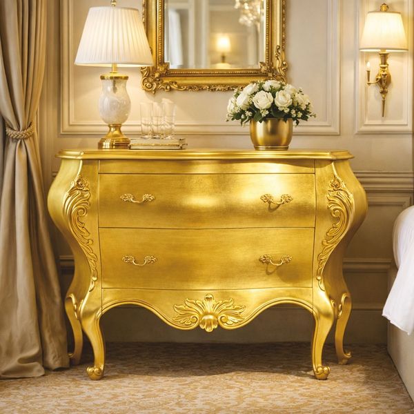 Casa Padrino Luxus Barock Kommode Gold 127,5 cm - Barock Möbel - Made in Italy