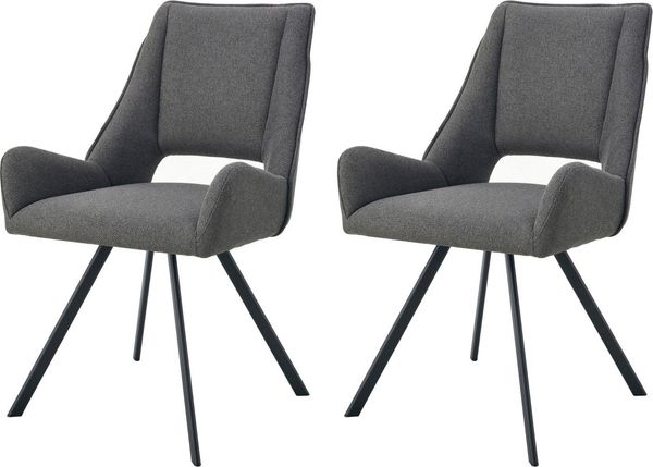 Home affaire Esszimmerstuhl BRANDON, 2er Set, mit Metallgestell in matt schwarz (Set, 2 St), in verschiedenen Farben, Belsatbarkeit pro Stuhl 120 kg, 360° drehbar