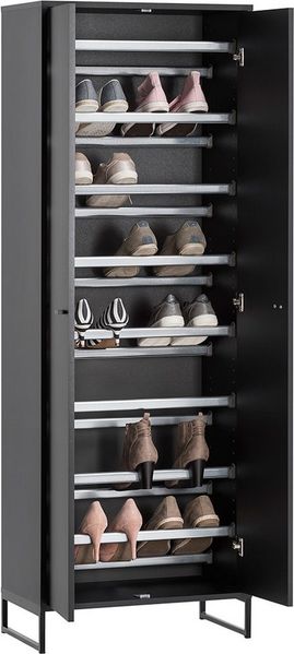 Lomadox Schuhschrank JULBACH-80 für den Eingangsbereich in Schwarzmatt, B/H/T: 60,2/169,7/33,05 cm