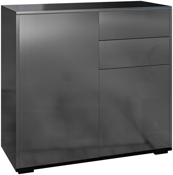 HOMCOM Aufbewahrungsschrank, Sideboard, Kommode, Aufbewahrungsschrank mit 2 Schubladen und 2 Schränken mit Türen, verstellbare Regale, für Wohnzimmer, Küche, Schlafzimmer, 79 x 36 x 74 cm, Schwarz
