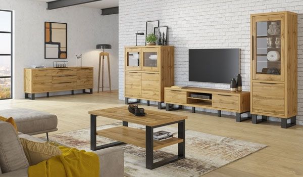 Wohnzimmer-Set ""Halle"" Anbauwand 5-teilig Wotan Eiche
