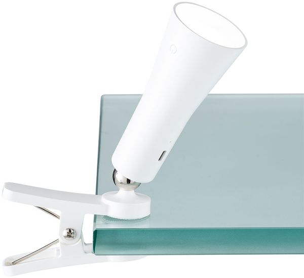 LED Tisch- Wand- Taschenlampe, Klemmleuchte, Akku, weiß Bild 7