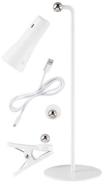 LED Tisch- Wand- Taschenlampe, Klemmleuchte, Akku, weiß Bild 9