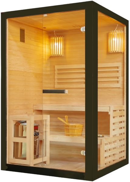 Sanotechnik Finnische Sauna 'PANORAMA BLACK', Holz, 130x120x200 cm