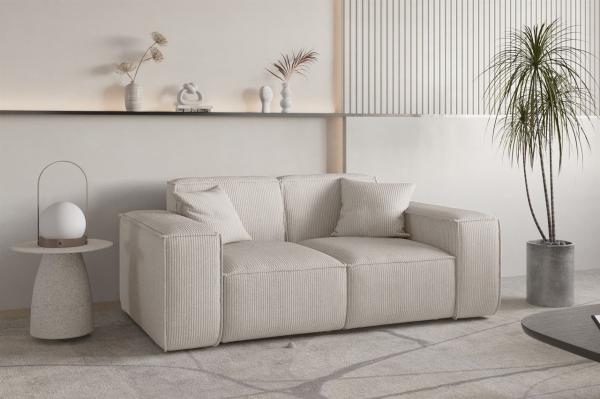 Sofa Designersofa CELES PREMIUM 2-Sitzer in Stoff Scala Hellbeige