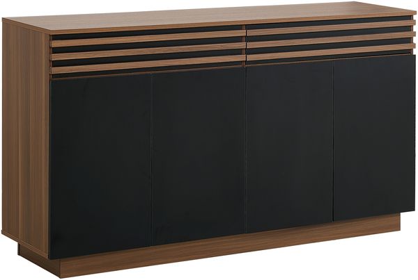 Modernes Sideboard 150 x 40 x 85 cm in brauner Holzoptik mit schwarzen Türen, 2 Schubladen & 4 Türen – Viel Stauraum, stilvolles Design für Wohnzimmer, Esszimmer & Küche Bild 7