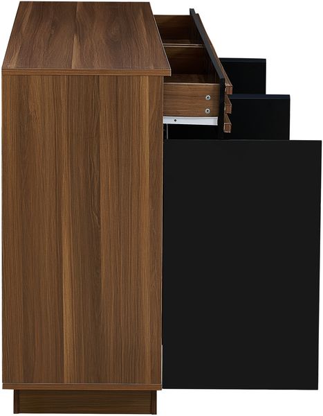 Modernes Sideboard 150 x 40 x 85 cm in brauner Holzoptik mit schwarzen Türen, 2 Schubladen & 4 Türen – Viel Stauraum, stilvolles Design für Wohnzimmer, Esszimmer & Küche Bild 9