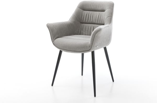 Esszimmerstuhl Kaira-Flex Strukturstoff Soft Grau 4-Fuß konisch Schwarz