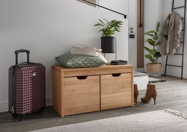 Garderobenbank mit Schubkästen 82cm 'Stockholm' Buche massiv