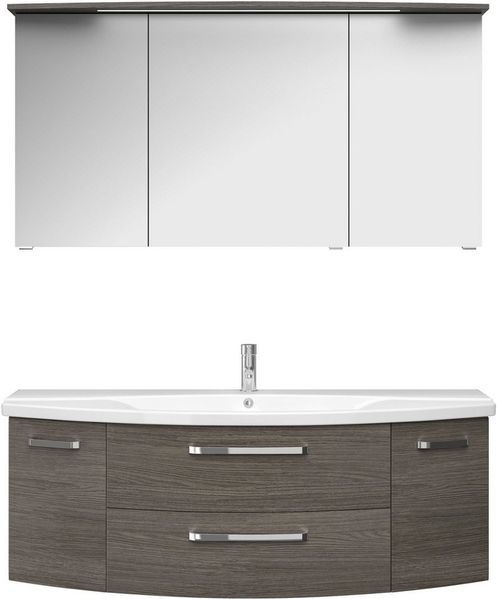 Saphir Badmöbel-Set Serie 4010 2-teilig Keramik-Waschtisch mit LED-Spiegelschrank, (Set), Badezimmer Set 144 cm breit, inkl. Türdämpfer, 5 Türen, 2 Schubladen