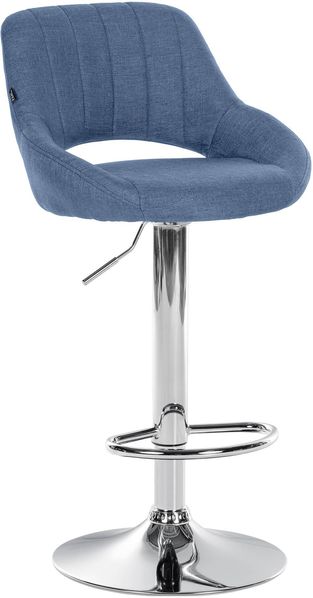CLP Barhocker Milet Stoffbezug höhenverstellbar drehbar mit Rückenlehne,blau chrom