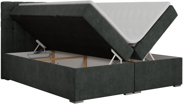 Boxspringbett, Deko Bed mit Matratze und Topper - SUSAN - 180x200cm - Dunkelgrau Stoff - H3 Bild 4