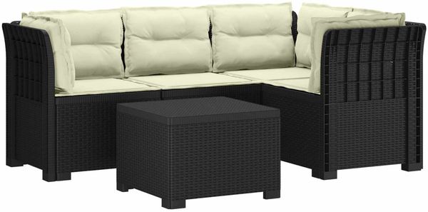 vidaXL 4-Sitzer Garten Sofa mit Kissen Rattan Look PP Anthrazit 3444014