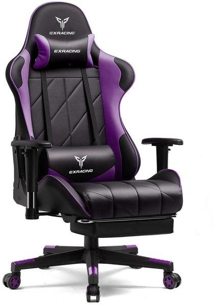 GTPLAYER Bürostuhl Gaming Stuhl Massage Gaming Sessel Ergonomischer Gamer Stuhl mit Fußstütze, Kopfstütze Massage-Lendenkissen, Gepolstert Game Chair, Drehsessel Stoff