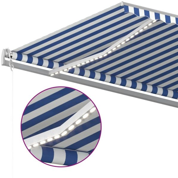 vidaXL Automatische Markise mit LED & Windsensor 500x350 Blau und Weiß 3069031 Bild 4
