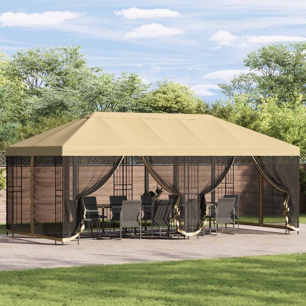 vidaXL Pavillon Dach mit Seitenwänden 6 x 3 m Creme Polyester 190 900411