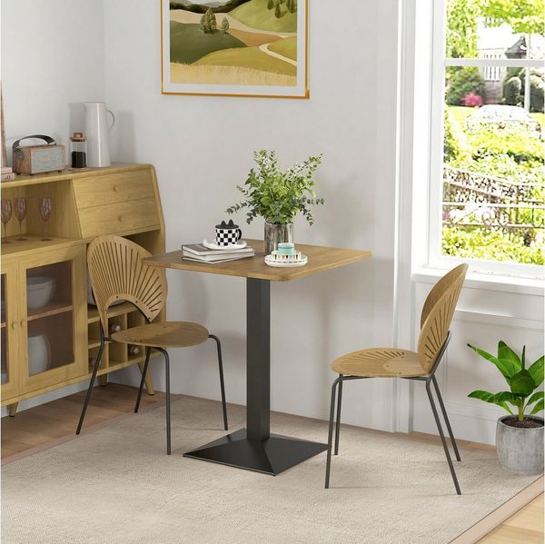 HOMCOM Esstisch mit Holzoptik Stahlbasis (Quadratischer Küchentisch, 1-St, Esszimmertisch), für Küche, Esszimmer und Wohnzimmer Dunkelbraun