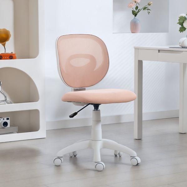 Bürostuhl mit Netzrückenlehne & C-förmiger Rückenstütze, 53x59,5x81-89 cm, Rosa