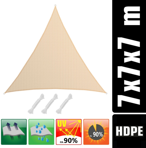 7x7x7m UV Sonnensegel Sonnenschutz Atmungsaktiv Ivory