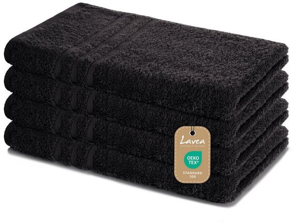Lavea Handtuch Handtücher Set Elena Frottee 50x100 cm, Gästetücher, 100% Baumwolle (4er Set), 500 g/m² Frottier, weich & saugstark, pflegeleicht