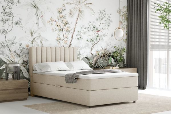 Homesy Boxspringbett EVEREST – Komfortables Einzelbett im modernen Trenddesign (Bett inkl. einem Bettkasten und Topper), Große Auswahl an Polsterfarben