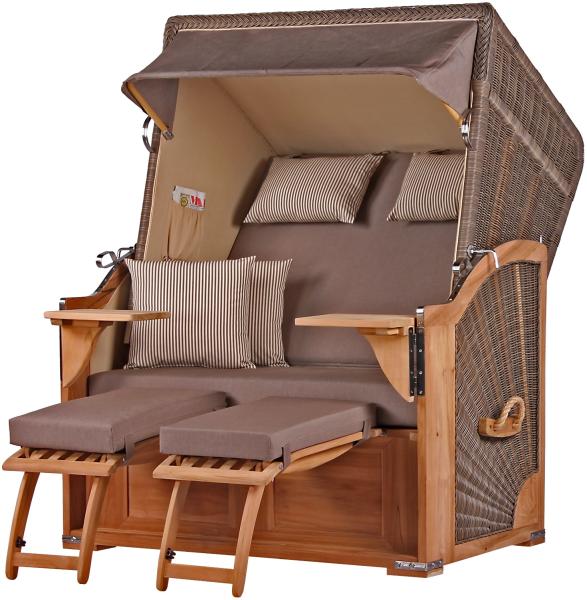 Strandkorb Komplettset - bene living - Schaalsee Teak - PE grau - Modell 534 - inkl. Liftersystem