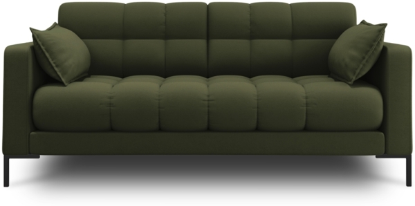 Micadoni Sofa Mamaia 2-Sitzer Strukturierter Stoff Neve Grün schwarze Beine