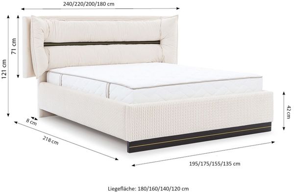 Polsterbett Doppelbett Set. 4 HAMILTON 140x200cm Stoff Magic Velvet Rot Bild 5