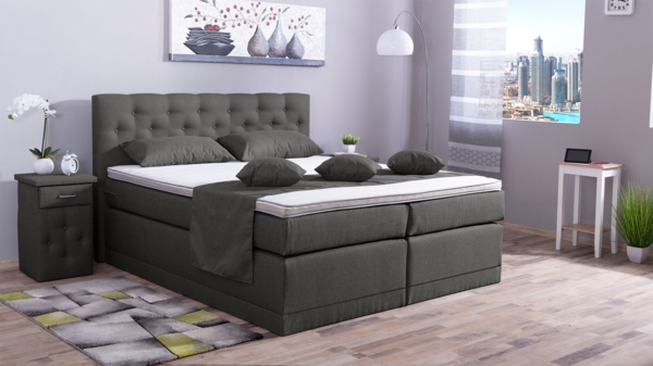 Meisterbetten Boxspringbett Babo 120x200 in WT-Anthracite, Matratzenbezug Nano, Komfortschaum-Topper