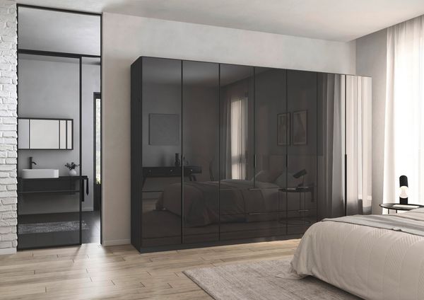 OTTO home Drehtürenschrank Kleiderschrank Kleiderschränke Schrank Garderobe AGORDO mit Glasfront (in zwei Griff-Farben, Breiten 91-360 cm) mit Außenschubkästen, in 7 Breiten und 2 Höhen MADE IN GERMANY