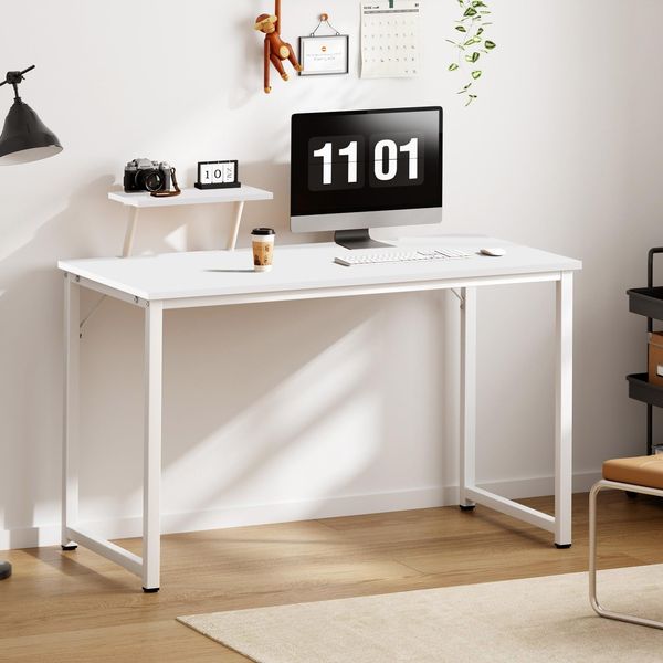 SogesHome Computertisch 100 cm Schreibtisch Arbeitstisch mit Speicherplatine Bürotisch für PC und Laptop aus Holz und Metall