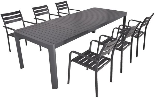 Garden Pleasure 7tlg. Garten Tischgruppe Sitzgruppe Stapelstuhl Stuhl Aluminium