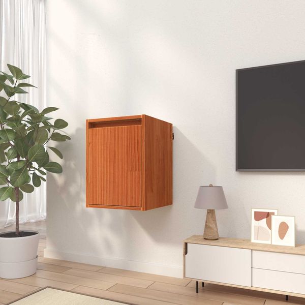 vidaXL Wandschrank, Massives Kiefernholz Wachsbraun, 30 x 30 x 40 cm
