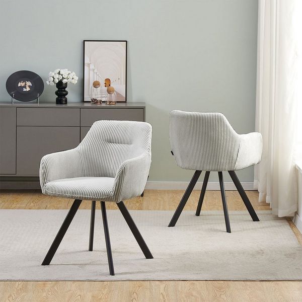 B&D home 4-Fußstuhl CYRUS (2er Set, 2 St), gepolstert, mit Armlehnen, Cord