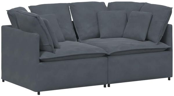 vidaXL Modulares Sofa mit Kissen Samt Dunkelgrau 3321250