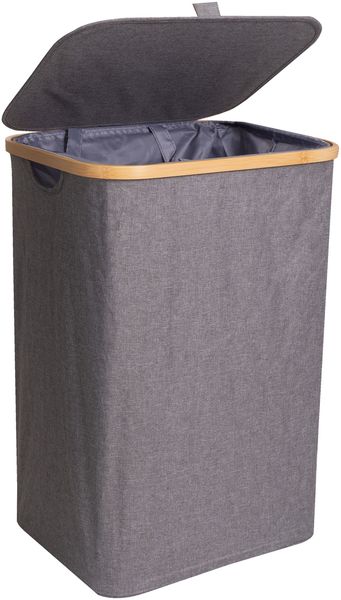 osoltus Wäschesortierer Nelson 1-Fach Wäschekorb Bambus Grau 60 cm