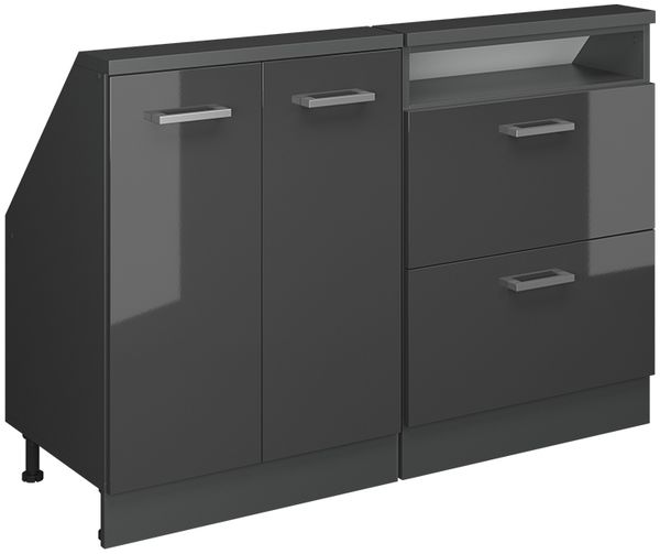 Küchenschrank für Dachschrägen R-Line Anthrazit Hochglanz 120 cm 2er Set Vicco