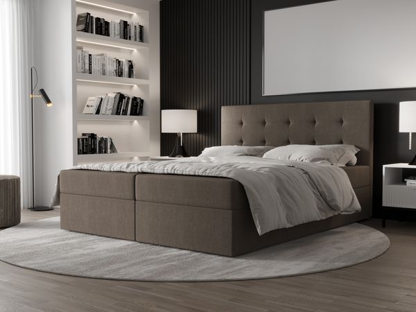 AX LIVING Boxspringbett 140x200 mit Bettkasten Dahlina Braun – Eleganz&Komfort