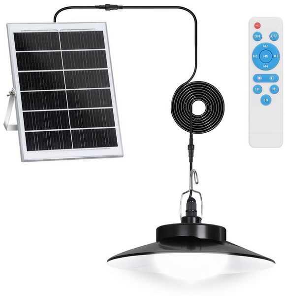 Rosnek LED Solarleuchte IP65 Wasserdichte Dimmbar Solarlampen für Außen mit Bewegungssensor, 5 Modi Solar Hängelampe mit 5m Kabel für Garten Balkon Pavillon