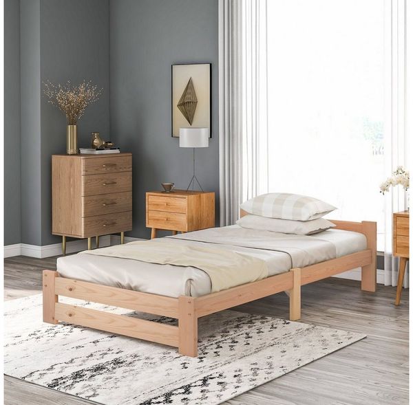 BlingBin Einzelbett Holzbett Doppelbett (1-tlg, mit Kopfteil und Lattenrost), 90/140x200cm