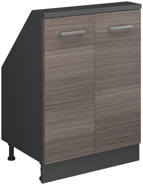 Küchenschrank für Dachschrägen R-Line Edelgrau 60 cm mit 2 Türen Vicco