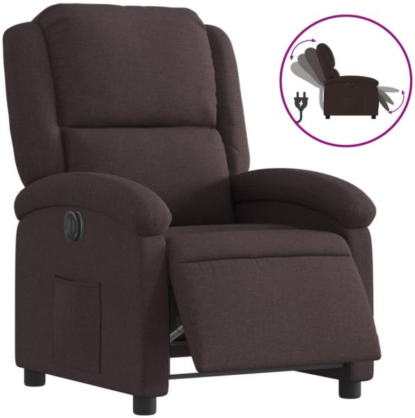 vidaXL Relaxsessel Elektrisch Dunkelbraun Stoff 3204145