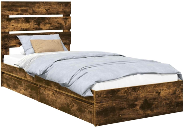 vidaXL Aufbewahrungsbett Geräucherte Eiche 100x200 cm Holzwerkstoff 3411921 Bild 1