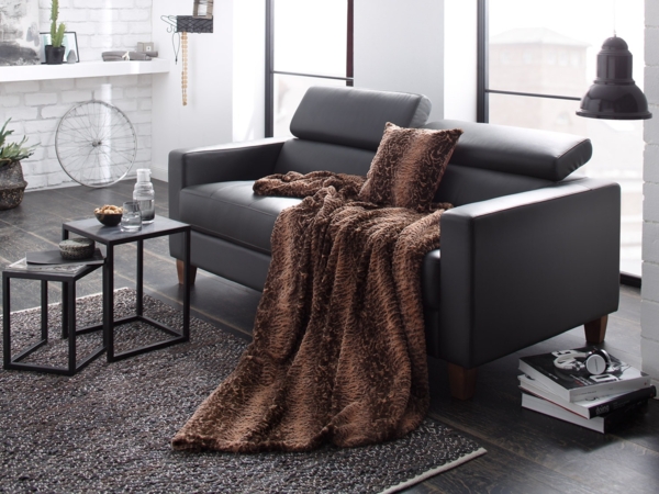 Tagesdecke / Kuscheldecke / Kunst Felldecke „Ottawa“ 150x200 cm Braun