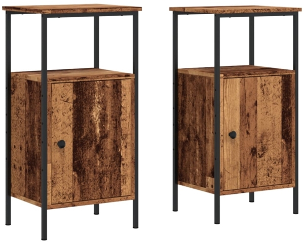 vidaXL Nachttische 2 Stk. Altholz-Optik 41x31x80 cm Holzwerkstoff 857247