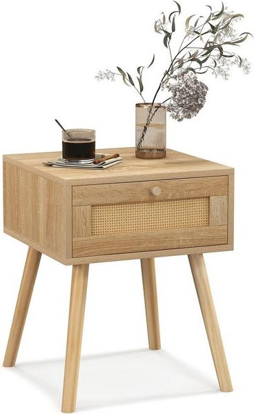 KOMFOTTEU Nachttisch Beistelltisch, mit Schublade, 40 × 40 × 55 cm